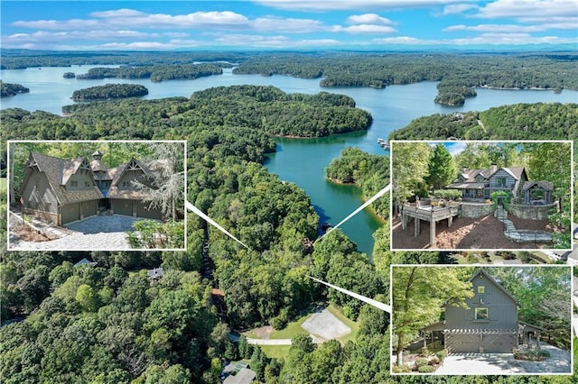 3464 Carolyn St, Gainesville, GA 30504 - aerial view of property's location with a nearby body of water, a forest, and property boundaries highlighted