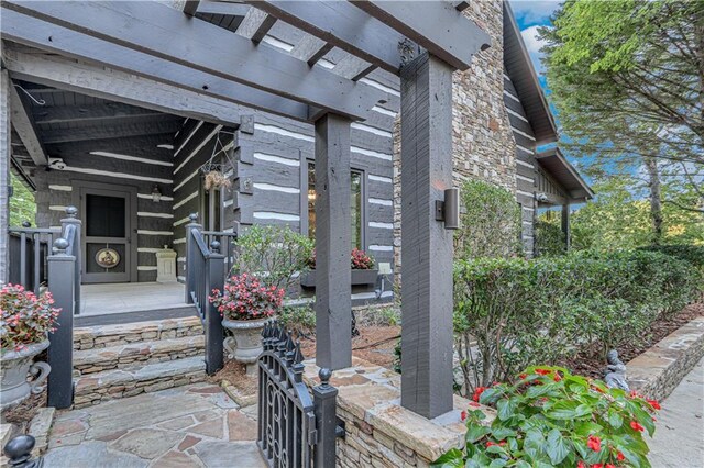 3464 Carolyn St, Gainesville, GA 30504 - doorway to property featuring covered porch and a pergola