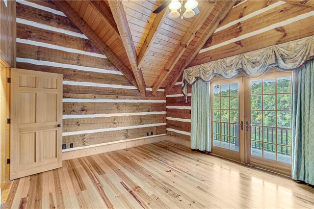 3464 Carolyn St, Gainesville, GA 30504 - bonus room featuring french doors, wood-type flooring, ceiling fan, and wood ceiling