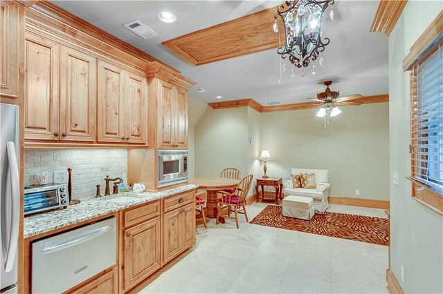 3464 Carolyn St, Gainesville, GA 30504 - kitchen with a warming drawer, tasteful backsplash, a sink, recessed lighting, and baseboards