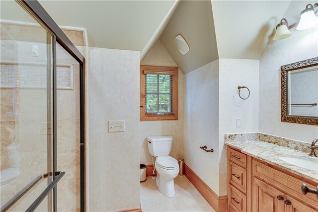 3464 Carolyn St, Gainesville, GA 30504 - full bath with toilet, a stall shower, vanity, and tile patterned floors
