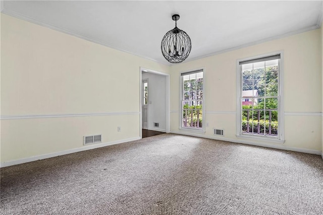 1229 Colony Cir, Marietta, GA 30068 - spare room featuring a chandelier, crown molding, and carpet flooring