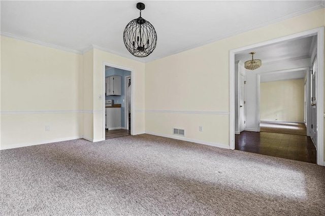 1229 Colony Cir, Marietta, GA 30068 - empty room with a chandelier, carpet floors, and ornamental molding