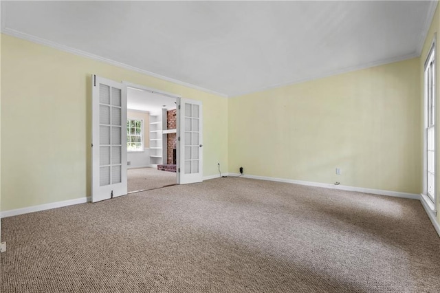 1229 Colony Cir, Marietta, GA 30068 - carpeted empty room with ornamental molding and french doors