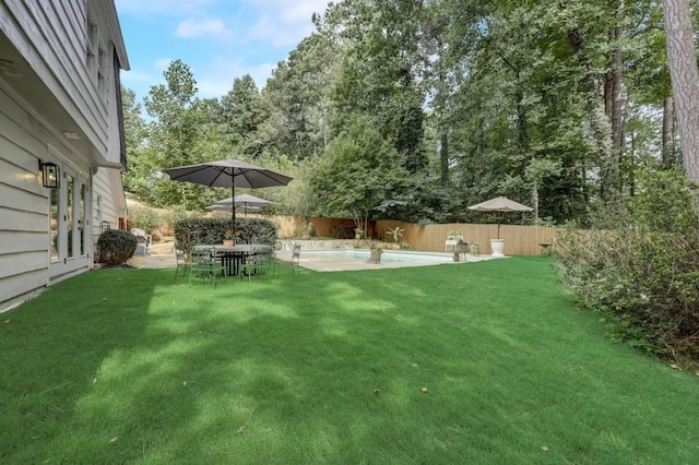 5371 Tall Oak Dr, Marietta, GA 30068 - view of yard featuring a fenced backyard, a fenced in pool, and a patio