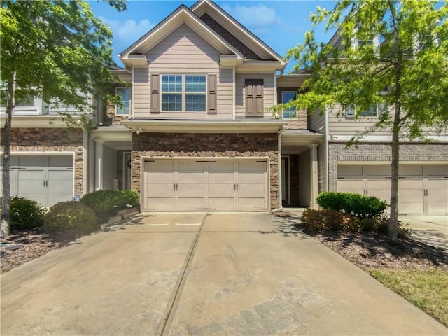 craftsman inspired home featuring a garage