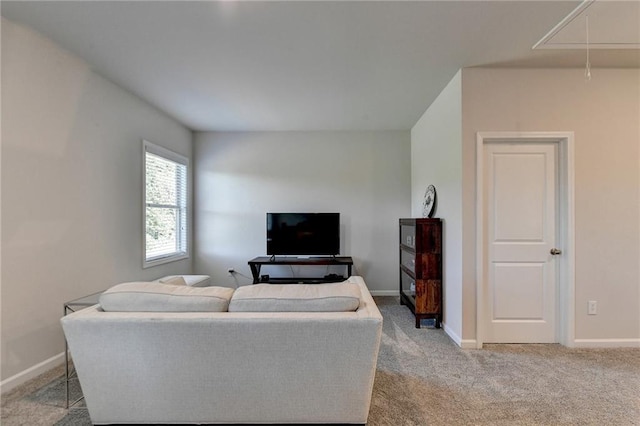 living room with carpet flooring