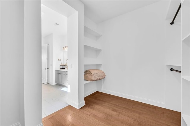 interior space with light hardwood / wood-style floors