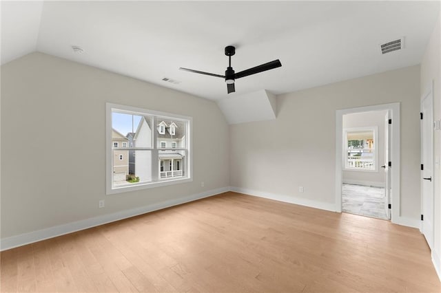 1419 Coretta Bnd, Atlanta, GA 30318 - bonus room featuring a ceiling fan, light wood-style floors, lofted ceiling, and baseboards