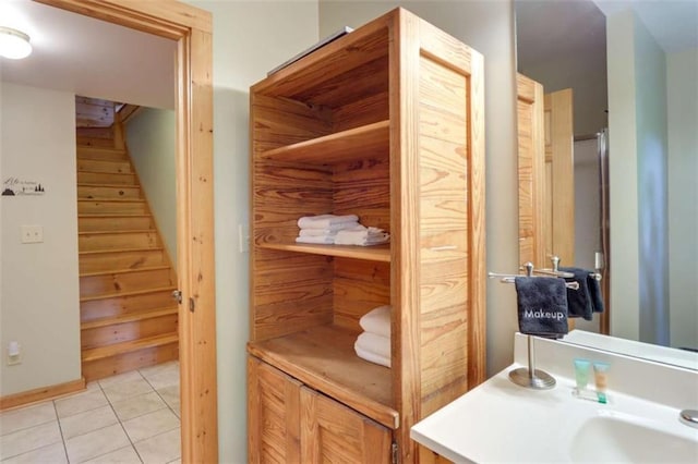 bathroom with tile patterned flooring