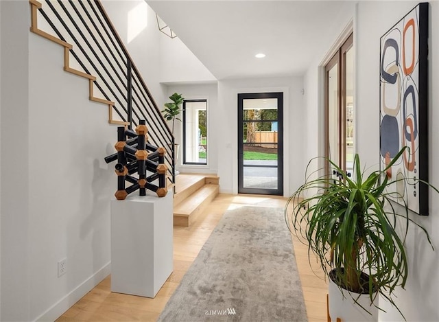 entrance foyer featuring light hardwood / wood-style flooring