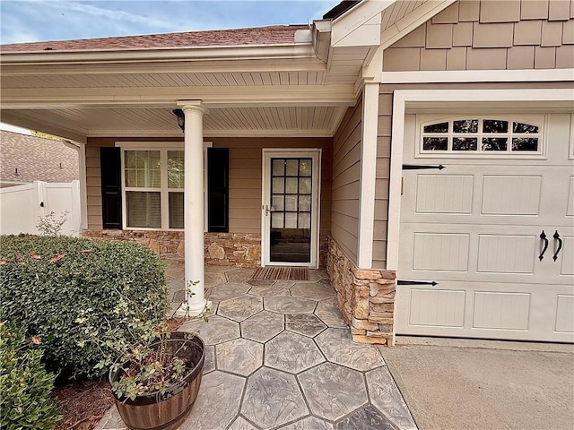 entrance to property with a garage