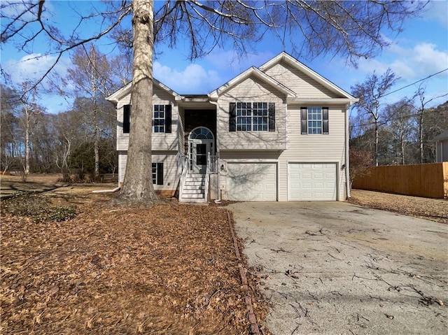 bi-level home with a garage