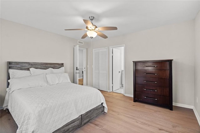3595 S St NW, Duluth, GA 30096 - bedroom with light wood-style flooring, baseboards, and ceiling fan