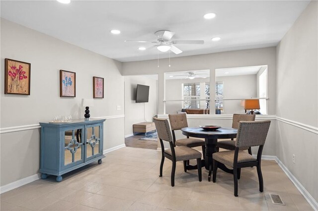 3595 S St NW, Duluth, GA 30096 - dining space featuring a ceiling fan, recessed lighting, and baseboards