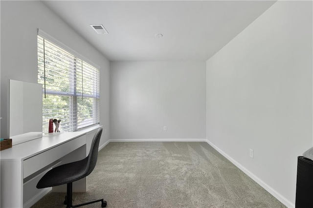 view of carpeted home office