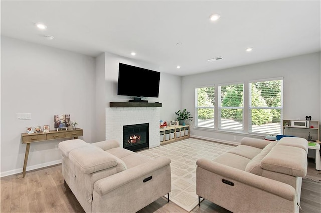 living room featuring light wood-type flooring