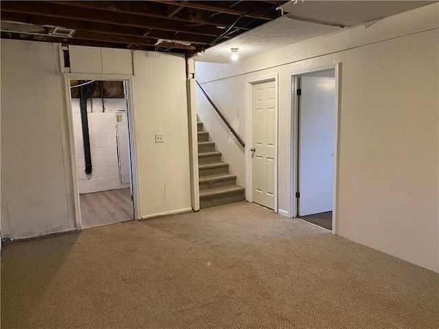 basement with carpet floors