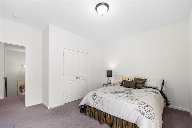 bedroom featuring a closet and carpet floors