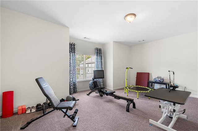 workout area with carpet