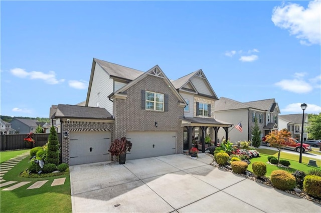 view of front facade with a garage and a front lawn