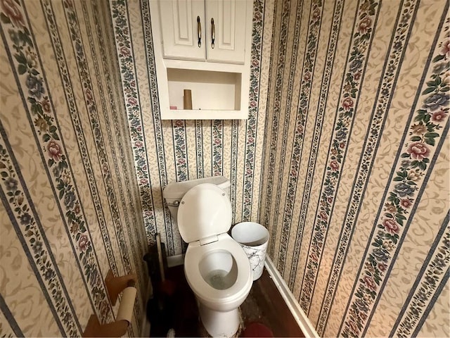 349 Bald Rock Rd, Oxford, GA 30054 - bathroom with toilet and wallpapered walls