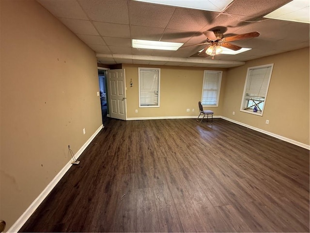 349 Bald Rock Rd, Oxford, GA 30054 - spare room with a paneled ceiling, dark wood finished floors, baseboards, and ceiling fan