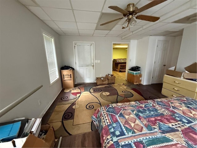 349 Bald Rock Rd, Oxford, GA 30054 - bedroom with a paneled ceiling, wood finished floors, and ceiling fan