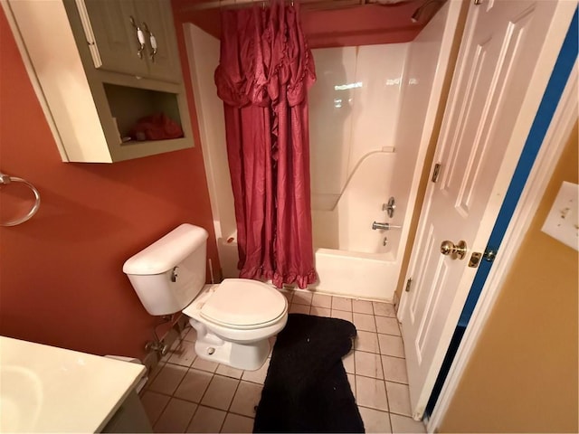 349 Bald Rock Rd, Oxford, GA 30054 - bathroom featuring tile patterned flooring, toilet, shower / bath combo, and vanity