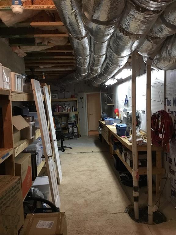 basement featuring a workshop area