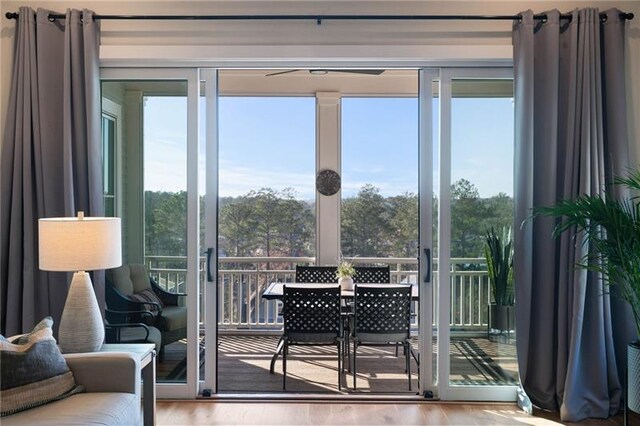 doorway to outside with hardwood / wood-style floors