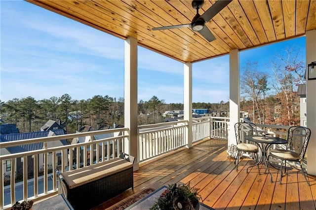 deck featuring ceiling fan