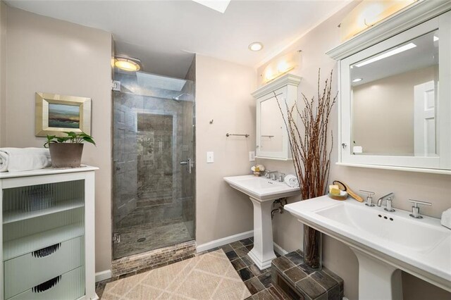 1928 Main St NW, Atlanta, GA 30318 - bathroom featuring a stall shower, baseboards, recessed lighting, and tile patterned floors