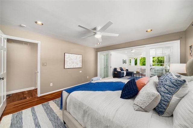 1928 Main St NW, Atlanta, GA 30318 - bedroom featuring wood finished floors, recessed lighting, baseboards, and a ceiling fan