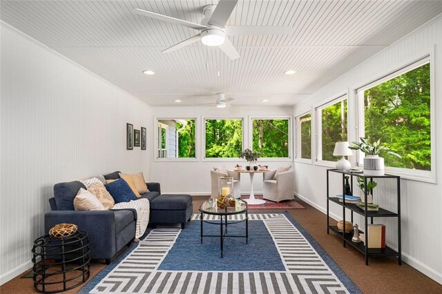 1928 Main St NW, Atlanta, GA 30318 - living area featuring ceiling fan, baseboards, and recessed lighting