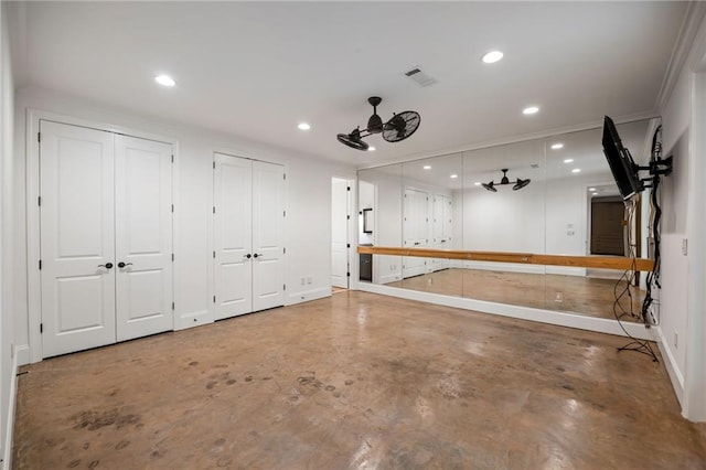 garage featuring baseboards and recessed lighting