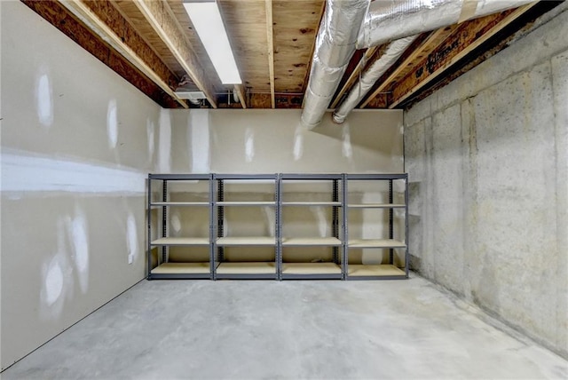 view of unfinished basement
