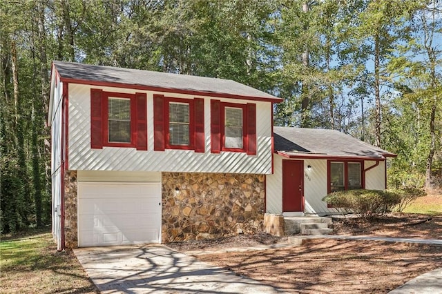 tri-level home with a garage