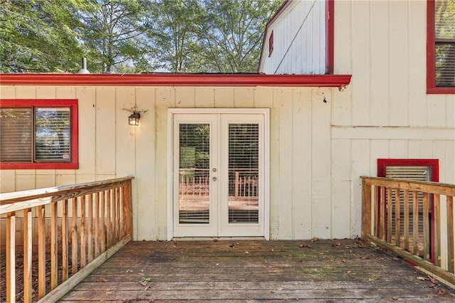 doorway to property with french doors and a deck