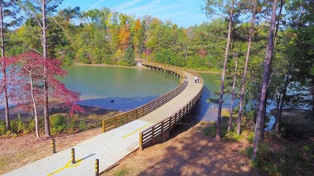 water view with a wooded view