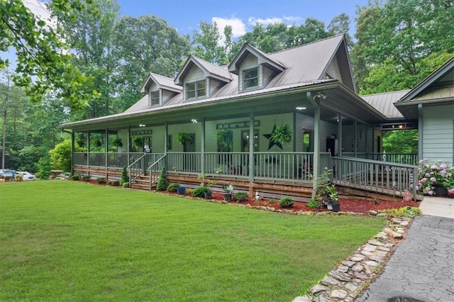 1731 Apple Pie Ridge Rd, Alto, GA 30510 - view of front facade featuring a porch, a front lawn, and metal roof