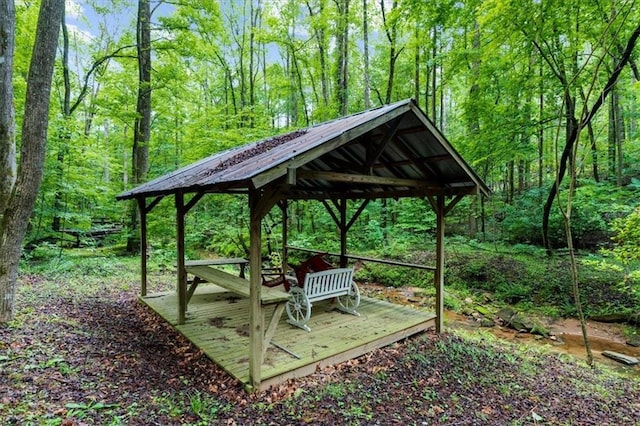 1731 Apple Pie Ridge Rd, Alto, GA 30510 - view of property's community featuring a gazebo, a wooden deck, and a wooded view