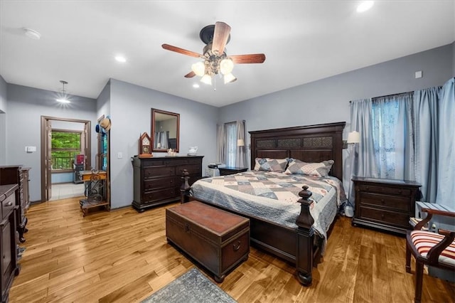 1731 Apple Pie Ridge Rd, Alto, GA 30510 - bedroom featuring light wood-type flooring, recessed lighting, and ceiling fan