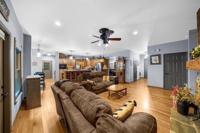 1731 Apple Pie Ridge Rd, Alto, GA 30510 - living room featuring ceiling fan, light wood-type flooring, and recessed lighting