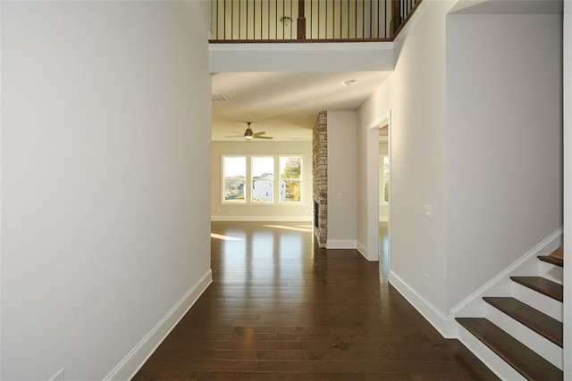 hall featuring dark hardwood / wood-style flooring