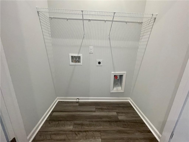 laundry room with electric dryer hookup, hardwood / wood-style floors, and hookup for a washing machine