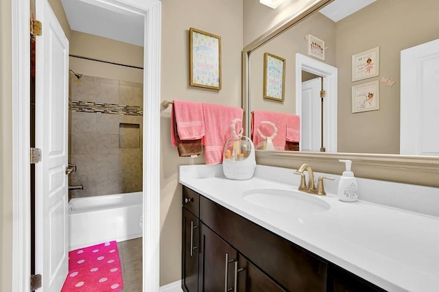 full bathroom featuring vanity and shower / bathtub combination