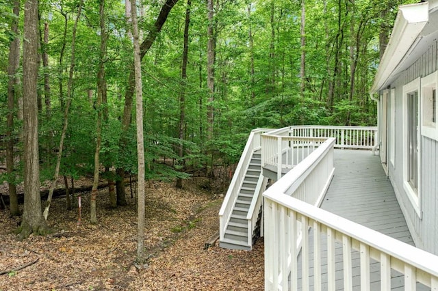 4937 Goddards Ford Rd, Gainesville, GA 30504 - wooden deck featuring stairs and a view of trees