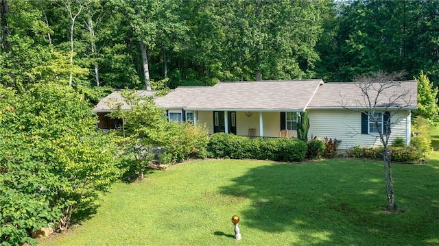 487 Frontier Rd, Jasper, GA 30143 - ranch-style house with a front yard and covered porch