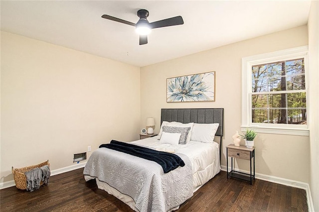 9640 Cedar Grove Rd, Fairburn, GA 30213 - bedroom with wood finished floors, baseboards, and ceiling fan